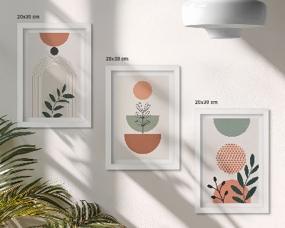Framed triptych Plant motifs in modern shapes and colors