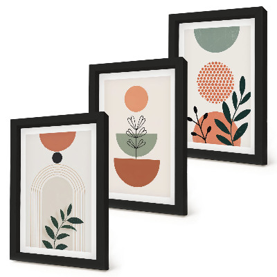 Framed triptych Plant motifs in modern shapes and colors