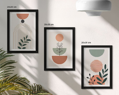 Framed triptych Plant motifs in modern shapes and colors