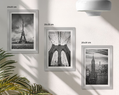 Framed triptych Towers and bridges in monochromatic shades
