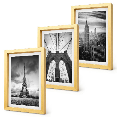 Framed triptych Towers and bridges in monochromatic shades
