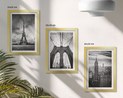 Framed triptych Towers and bridges in monochromatic shades