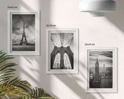 Framed triptych Towers and bridges in monochromatic shades