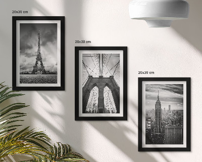 Framed triptych Towers and bridges in monochromatic shades