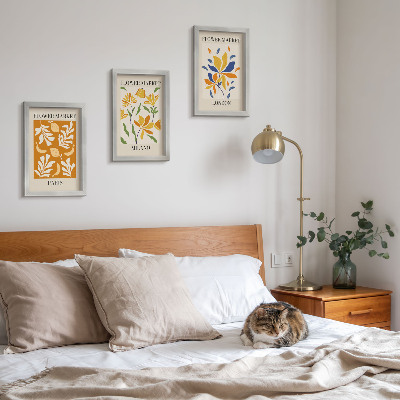 Framed triptych Floral Posters Paris Milan London