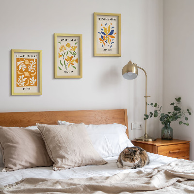 Framed triptych Floral Posters Paris Milan London