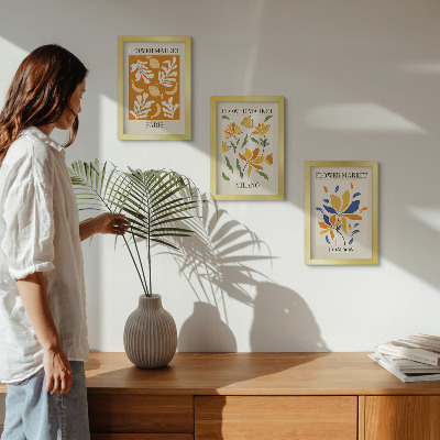 Framed triptych Floral Posters Paris Milan London