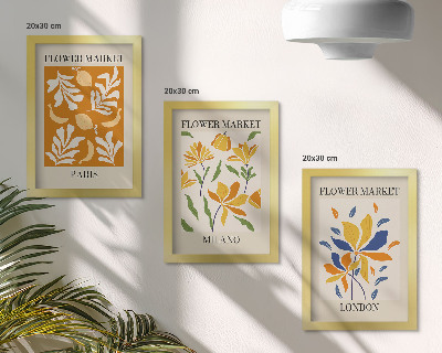 Framed triptych Floral Posters Paris Milan London