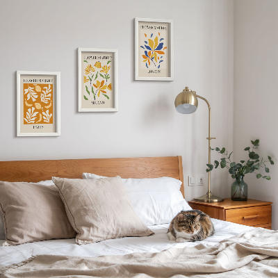 Framed triptych Floral Posters Paris Milan London