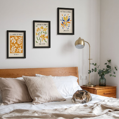 Framed triptych Floral Posters Paris Milan London