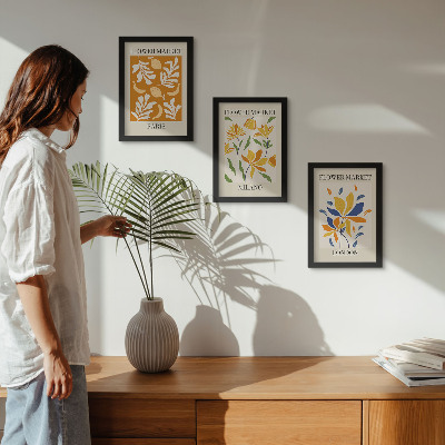 Framed triptych Floral Posters Paris Milan London