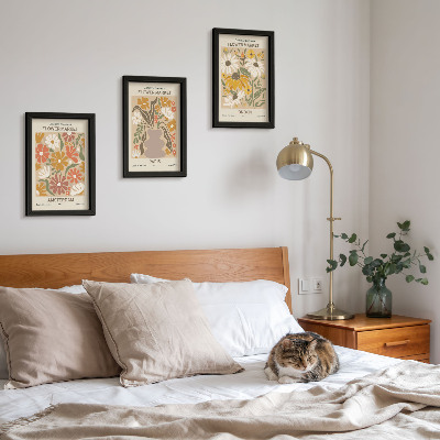 3-piece wall art set Floral patterns from Amsterdam, Paris and London