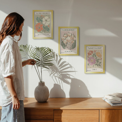 Framed triptych Floral Posters Copenhagen London Paris