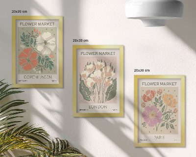 Framed triptych Floral Posters Copenhagen London Paris