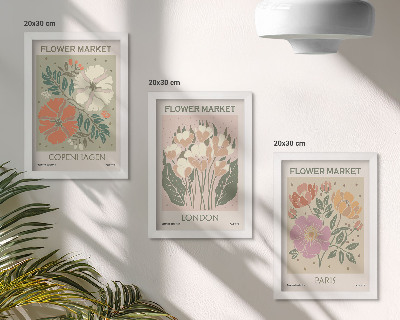 Framed triptych Floral Posters Copenhagen London Paris