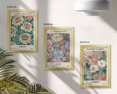 3-piece wall art set Flower Posters Tokyo Paris London