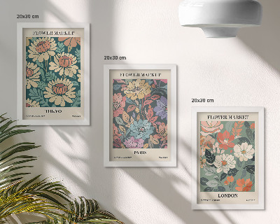 3-piece wall art set Flower Posters Tokyo Paris London