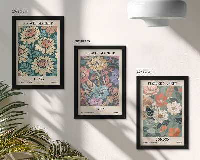 3-piece wall art set Flower Posters Tokyo Paris London
