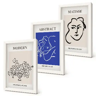 Henri Matisse Style Abstract Modern Triptych Posters framed wall art set
