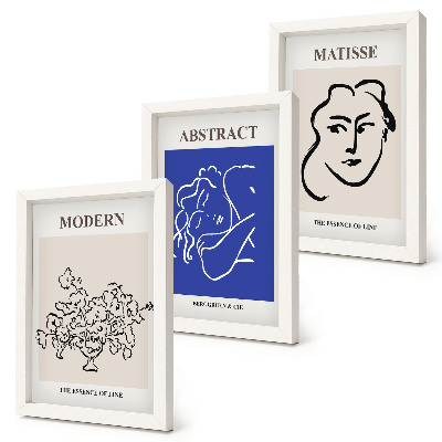 Framed triptych Posters in the modern and abstract style of Henri Matisse