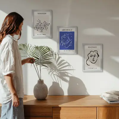 Henri Matisse Style Abstract Modern Triptych Posters framed wall art set