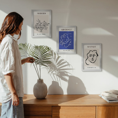 Framed triptych Posters in the modern and abstract style of Henri Matisse