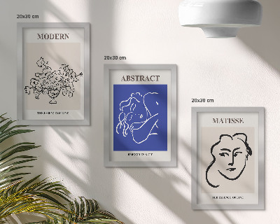 Framed triptych Posters in the modern and abstract style of Henri Matisse