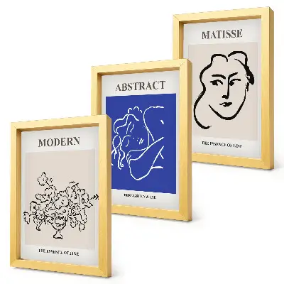 Henri Matisse Style Abstract Modern Triptych Posters framed wall art set