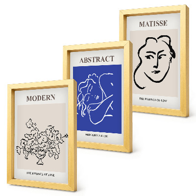 Framed triptych Posters in the modern and abstract style of Henri Matisse