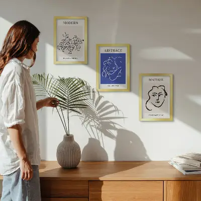 Henri Matisse Style Abstract Modern Triptych Posters framed wall art set