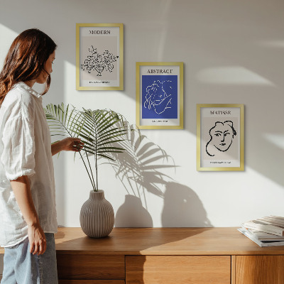 Framed triptych Posters in the modern and abstract style of Henri Matisse