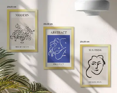 Henri Matisse Style Abstract Modern Triptych Posters framed wall art set