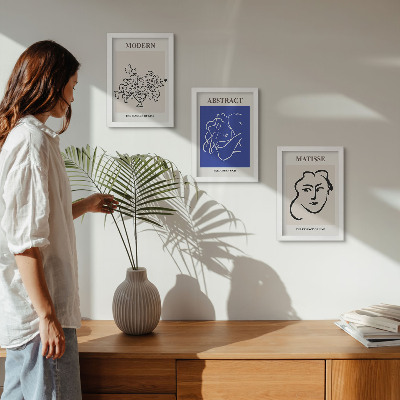 Framed triptych Posters in the modern and abstract style of Henri Matisse