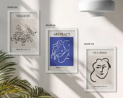 Henri Matisse Style Abstract Modern Triptych Posters framed wall art set