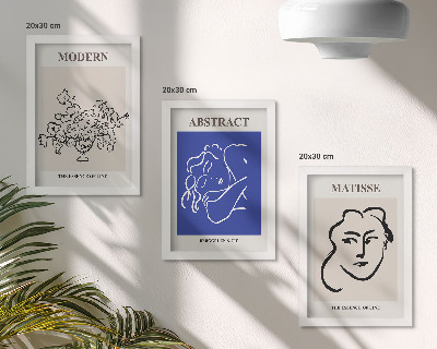 Framed triptych Posters in the modern and abstract style of Henri Matisse