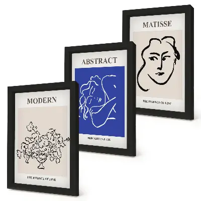 Henri Matisse Style Abstract Modern Triptych Posters framed wall art set