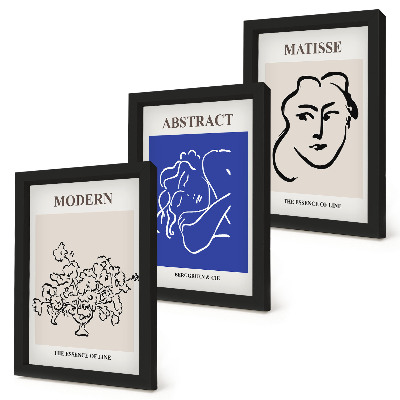 Framed triptych Posters in the modern and abstract style of Henri Matisse