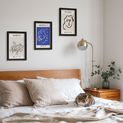 Framed triptych Posters in the modern and abstract style of Henri Matisse