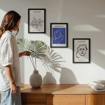 Framed triptych Posters in the modern and abstract style of Henri Matisse