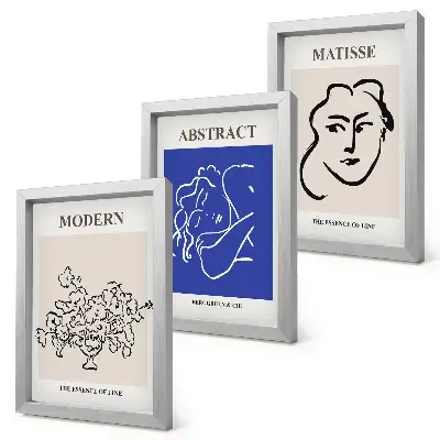 Henri Matisse Style Abstract Modern Triptych Posters framed wall art set