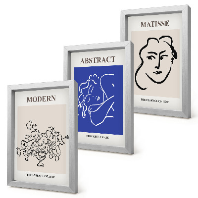 Framed triptych Posters in the modern and abstract style of Henri Matisse
