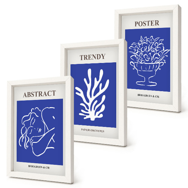 3-piece wall art set Stylish blue posters by Henri Matisse