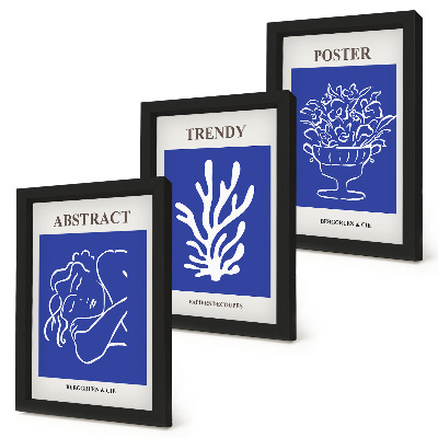 3-piece wall art set Stylish blue posters by Henri Matisse