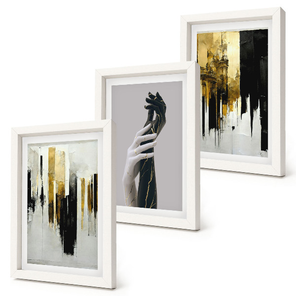 Photo frame wall Abstract painting patterns and two hands