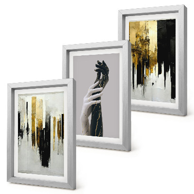 Photo frame wall Abstract painting patterns and two hands