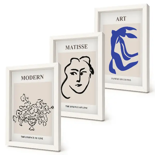 Henri Matisse minimalist abstract art triptych framed poster set