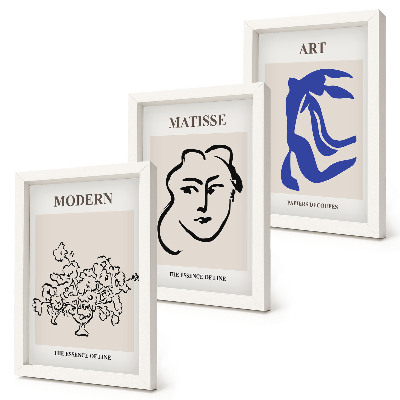 Framed triptych Abstract posters in the minimalist style of Henri Matisse