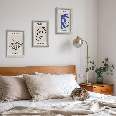 Framed triptych Abstract posters in the minimalist style of Henri Matisse