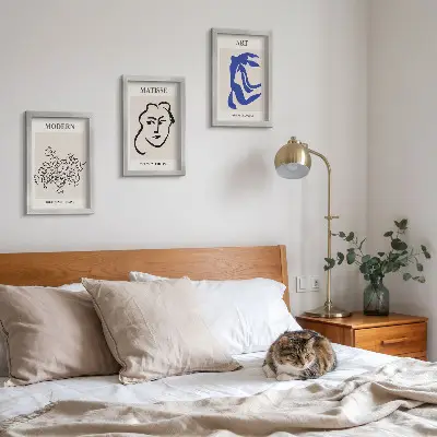 Henri Matisse minimalist abstract art triptych framed poster set
