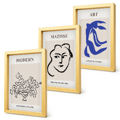 Framed triptych Abstract posters in the minimalist style of Henri Matisse